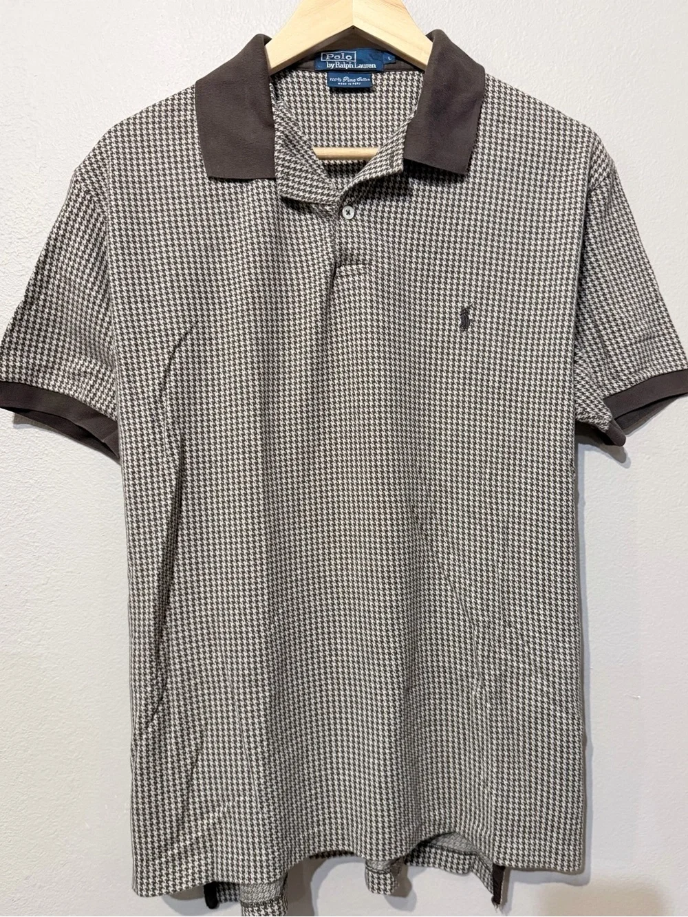 Polo by Ralph Lauren Brown and Cream Houndstooth Polo